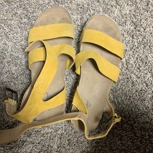 Yellow platform sandals